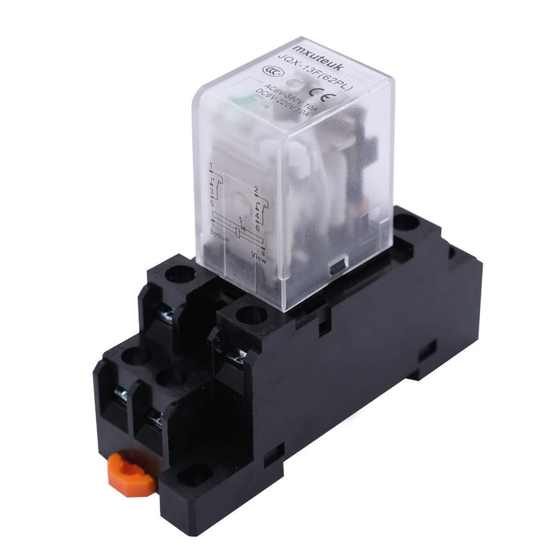 mxuteuk 2pcs JQX-13FL AC 220V Coil 8 Pin 10A DPDT LED Indicator Electromagnetic Power Relay, with Base, with DIN Rail Slotted Aluminum 8Pin - High Current - 10A