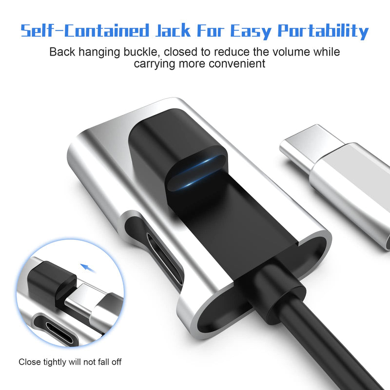 Asobilor USB C to 3.5mm Headphone and Charger Adapter, 2-in-1 USB C to Aux Audio Jack Hi-Res DAC and Fast Charge Dongle Cable Compatible with Galaxy/Pixel/Note Series