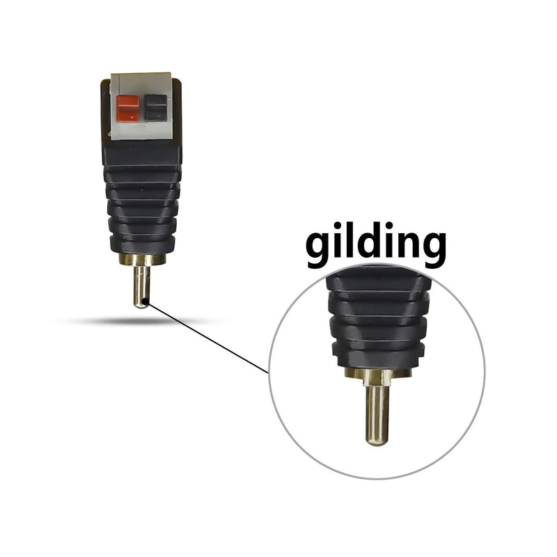 5 Pcs Cable Audio Adapter, Speaker Wire Cable to Audio Male RCA Connector Adapter Jack Plug