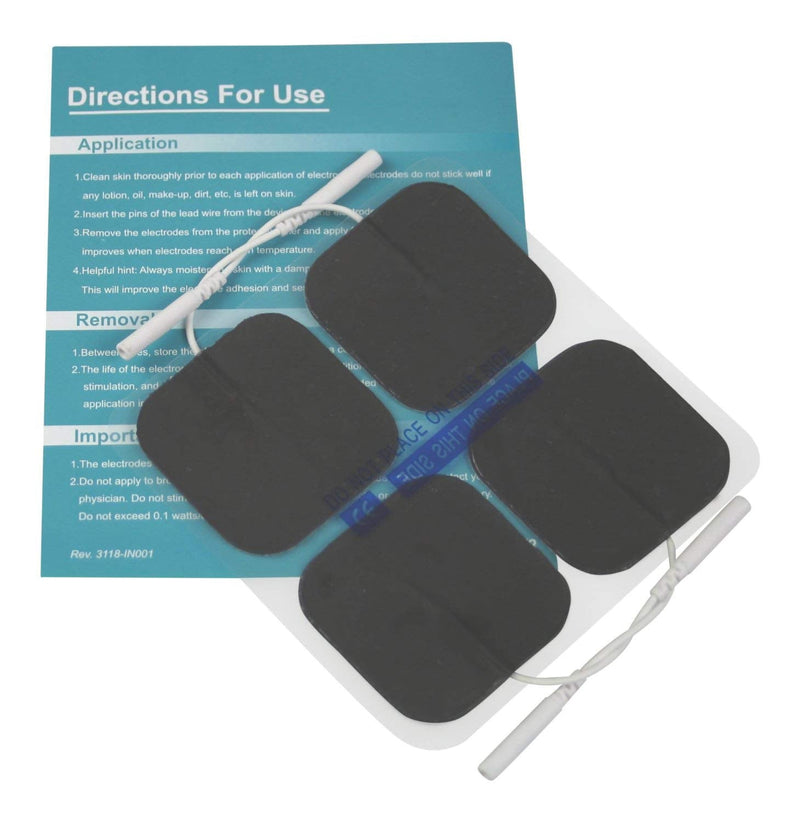 16 Pads of Easy@home 2"x 2" TENS Unit Reuseable Self Stick Carbon Electrode Pad - Non Irritating Design 2x2 Inch (Pack of 16)