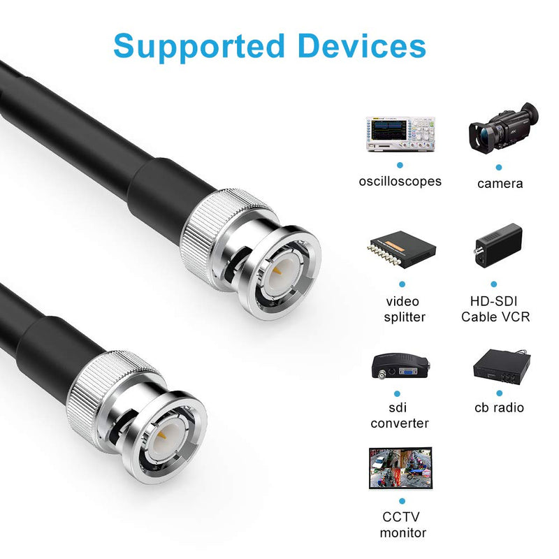 SDI Cable 20ft, XRDS -RF 75 Ohm 3G/HD-SDI Cable BNC Male Video Coax Cable for Video Surveillance Camera CCTV System