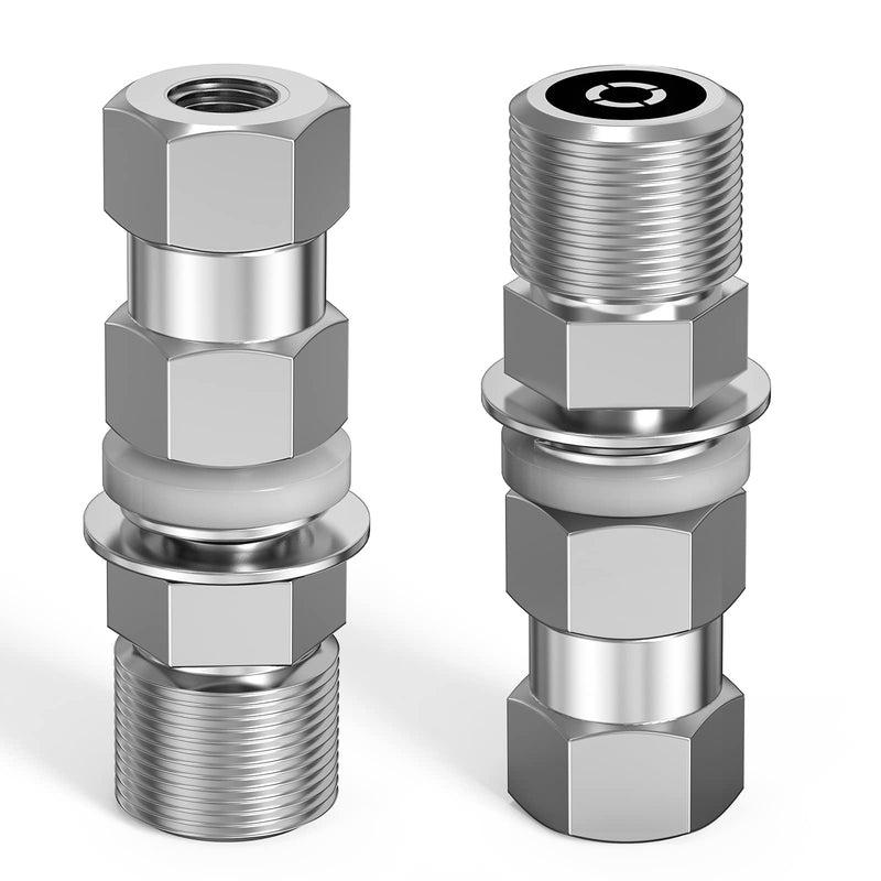 Heavy Duty CB Antenna Stud Mount Adapter Copper Nickel Plated with SO-239 Connector for Mounting 3/8 x 24 Threads CB HAM Radio Antennas Silver