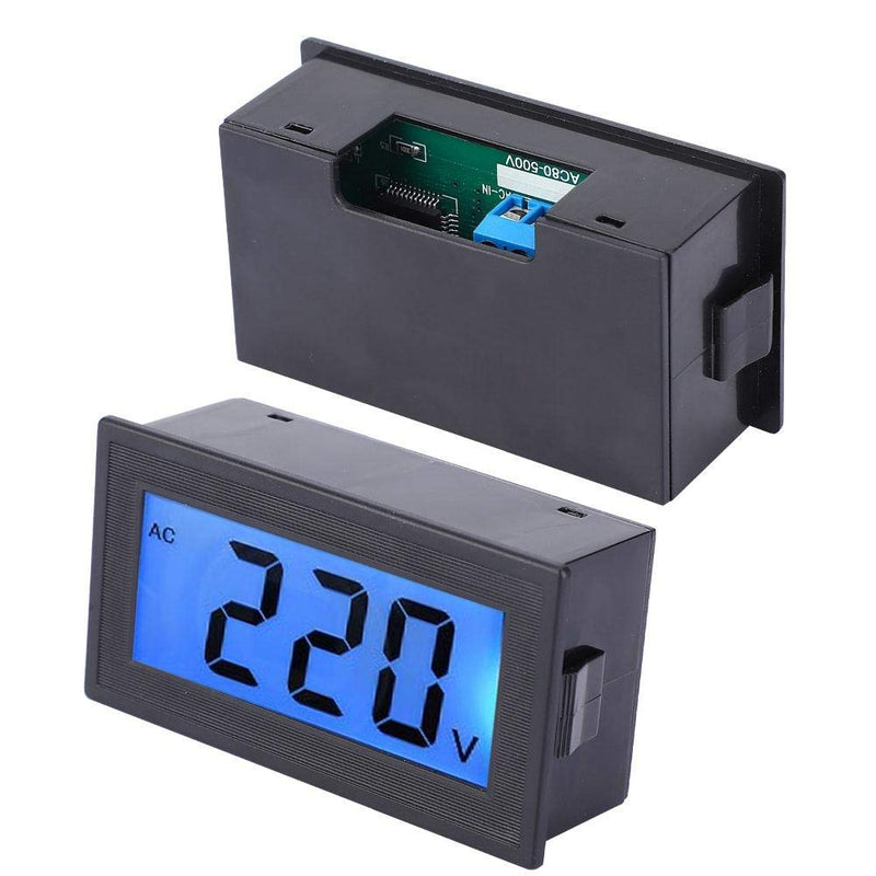 YB5135DB AC80-500V Two Wires Mini Digital Voltmeter Panel Two-wire LCD Display Digital Volt Panel Meter Voltage Monitor Tester Gauge with Digital LCD Blue Backlight Display