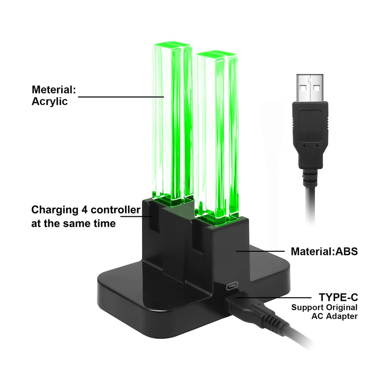 FastSnail Charging Dock Compatible with Nintendo Switch for Joy Con with Lamppost LED Indication, Charger Stand Station Compatible with Joy Cons with Charging Cable