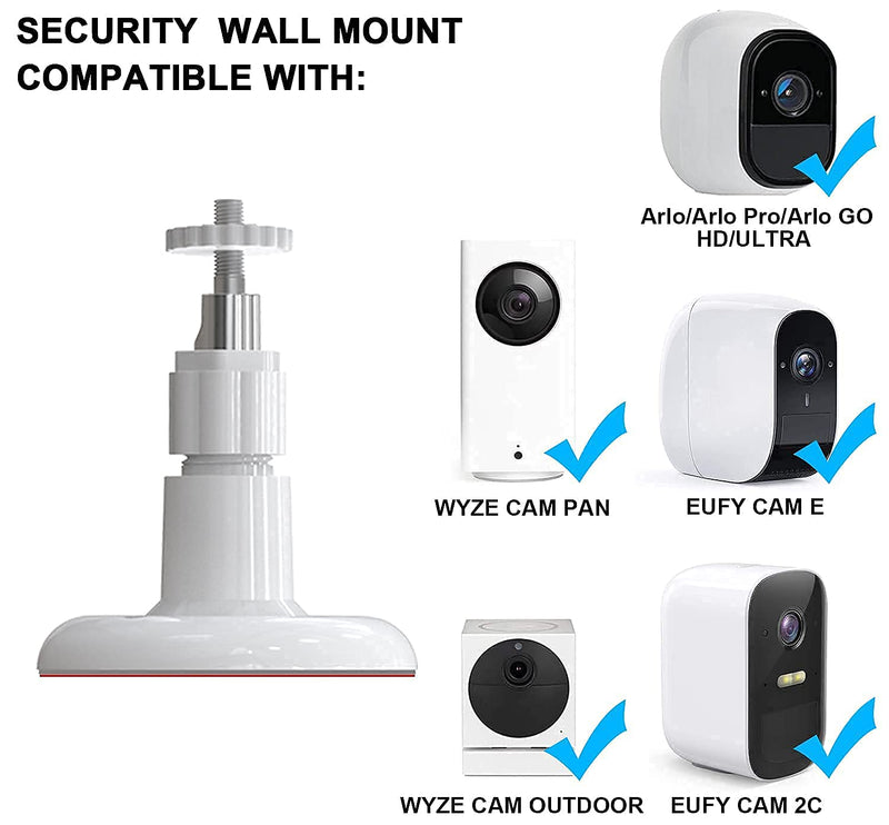 2 Pack Adhesive Wall Mount Compatible with Ring Stick Up Cam Wired/Battery and Ring Indoor Cam HD Security Camera,360 Degree Adjustable screwless Mounting Bracket White