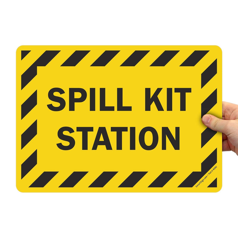 SmartSign - LB-1495-EU-14 "Spill Kit Station" Label | 10" x 14" Laminated Vinyl Black on Yellow 10" x 14" Durable Non-Reflective Decal