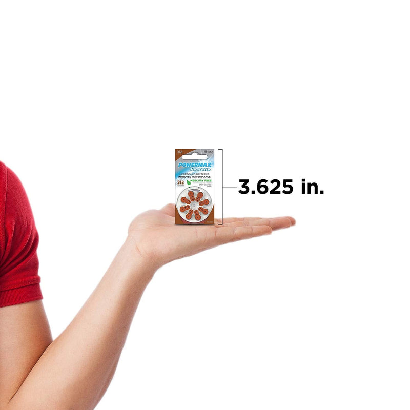 Powermax Size 312 Hearing Aid Batteries, Brown Tab, Made In the USA, 64-Count