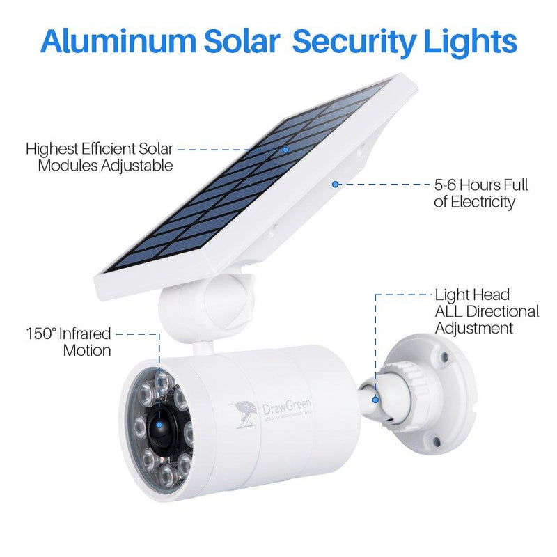 DrawGreen DG08-A Solar Outdoor Motion Sensor,1400-Lumens Bright LED Spotlight 5W(110W Equiv.) Light, White