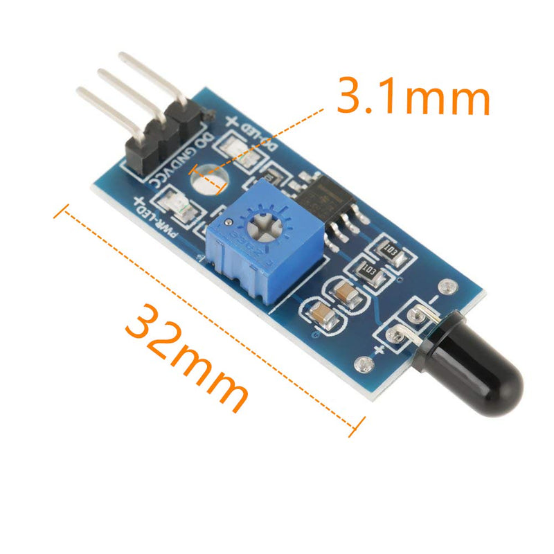 Oiyagai 5pcs IR Flame Sensor Module Detector Smartsense for Temperature Detecting Compatible with Arduino