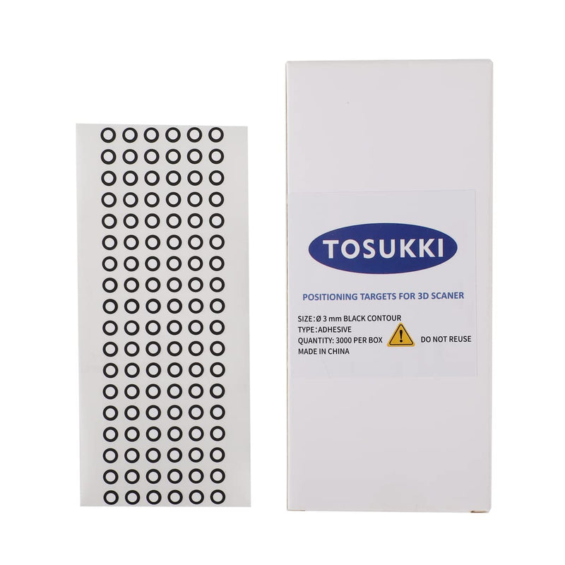 TOSUKKI 3mm/1.5mm/0.8mm/0.4mm Positioning Targets for 3D Scaner,Reference Point Markers/Reflection Markers for 3D Scaning（3000 PER Box） Ø3mm