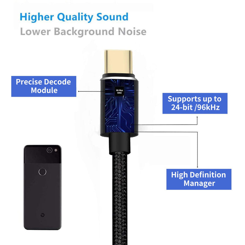 USB C to 3.5MM Audio Adapter - USB Type C to AUX Headphone Jack Hi-Res DAC Cable Adapter for Pixel 4 Samsung Galaxy S21 S20 Ultra S20+ Note 20 OnePlus 7T and More