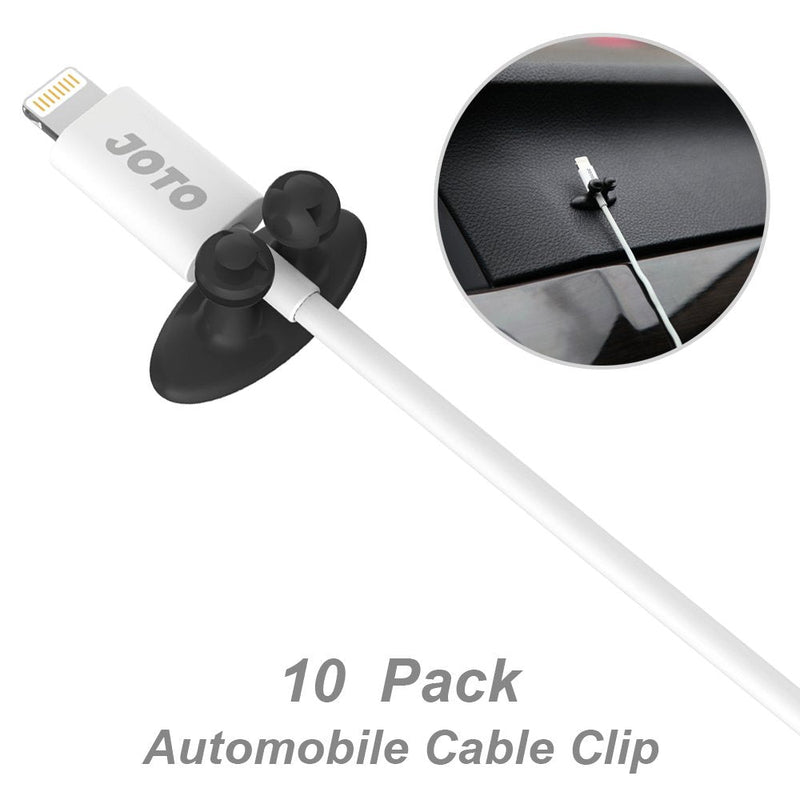 Car Cable Clip, JOTO Car Charger Mounts Cable Tie Holder, Car Cable Organizer, Desk Wall Cable Wire Clips, Computer, Electrical, Cord Cable Tie Drop (Black, 10 Piece) Black