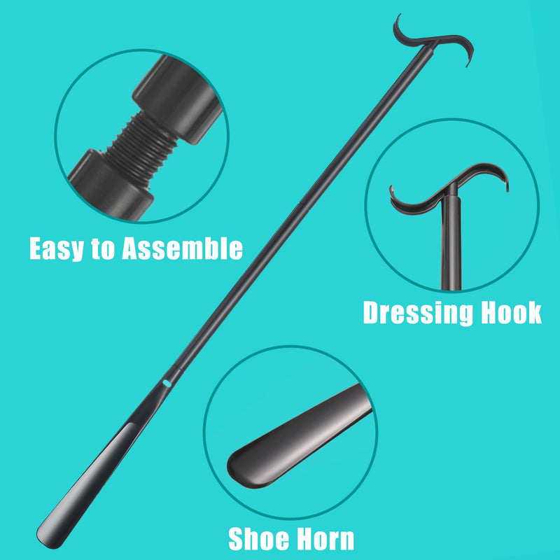 Fanwer Shoe horn Long handle for Seniors - 33.5" Long Dressing Stick, Sock Remover Tool, Stable, Not easy to break, Adjustable, for Disabled, Knee & Hip Replacements and Back Problems People