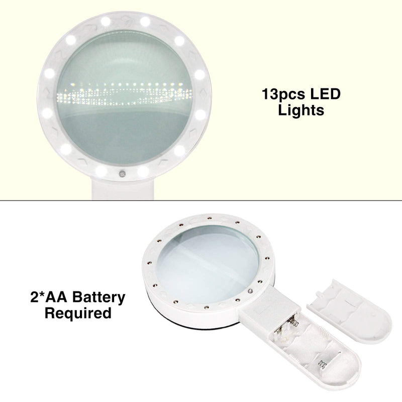 Magnifying Glass with Light, 30X Handheld Large Magnifying Glass 12 LED Illuminated Lighted Magnifier for RC Installation, Seniors Reading, Inspection, Coins, Jewelry, Exploring