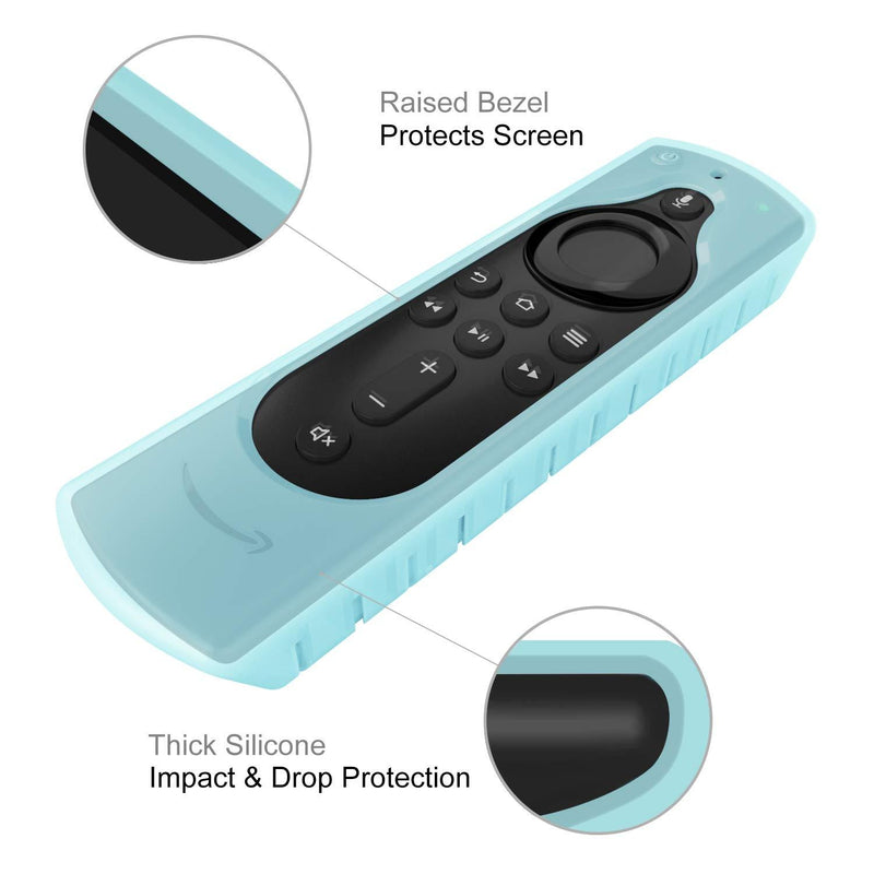 CaseBot Remote Case for Fire TV Stick (2nd and Later) / Fire TV Stick Lite/Fire TV Stick 4K / Fire TV Cube - Anti-Slip Silicone Cover for Alexa Voice Remote (2nd Gen and 3rd Gen), Blue-Glow Blue Glow in the Dark