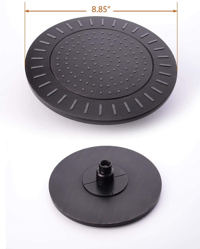 BRIGHT SHOWERS Round Rain Shower Head 9 Inch High Pressure Rainfall Showerhead for Bathroom, Luxury Rain Shower Head with Adjustable Angle, Easy to Install, Oil-Rubbed Bronze