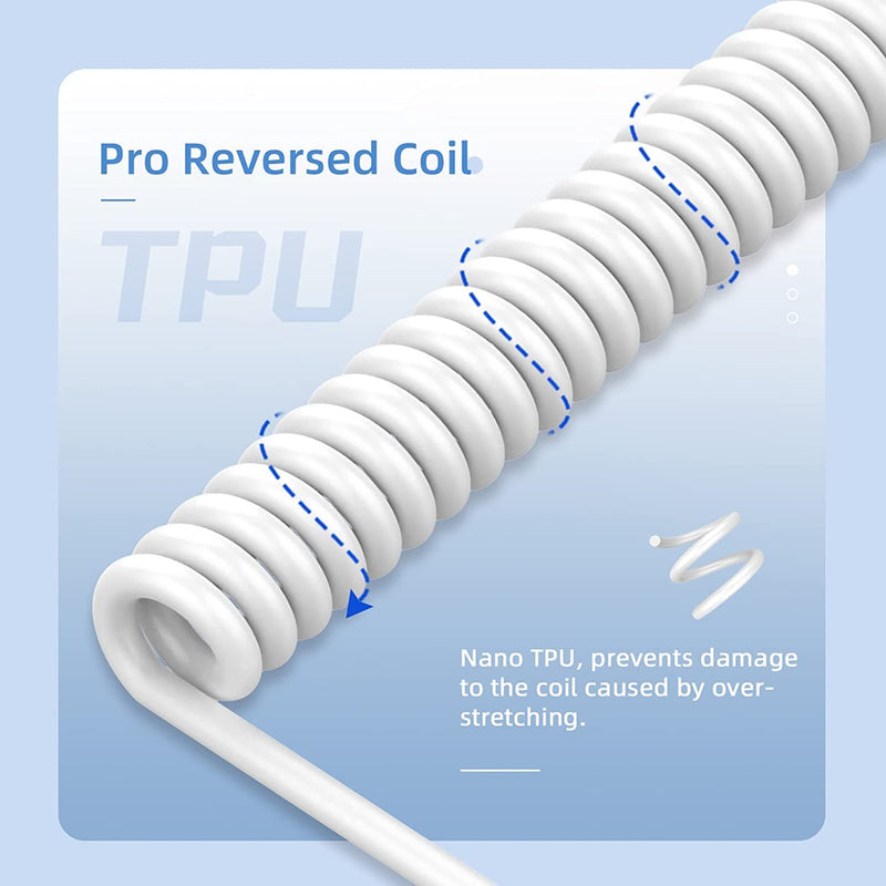 Coiled Keyboard Cable for Gaming Custom Keyboard,Double-Sleeved Coiled USB C Cable with Detachable Metal Aviator,2 in 1 USB C to A and C Cable for Mechanical Keybaord,Printer,Phone,Ipad,Xbox-White White