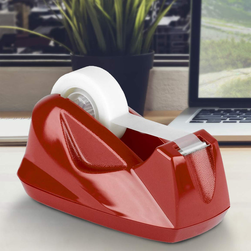 Acrimet Premium Desktop Tape Dispenser Non-Skid Base (Heavy Duty) (Red Color)