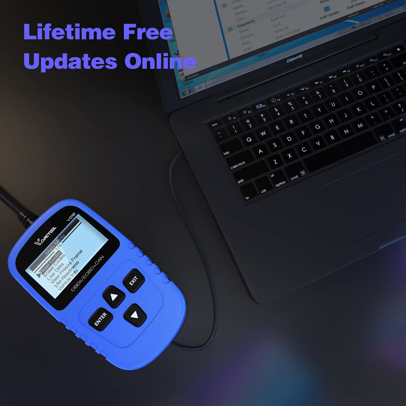 VDIAGTOOL VD10 OBD2 Scanner Car Code Reader, Smog Check, Engine Fault Code Reader, Live Data, Freeze Frame, Vehicle Voltage Test, Turn Off Check Engine Light