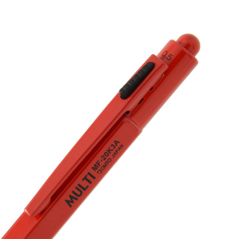 OHTO 2+1 Multi-Function Pen, 0.5mm Mechanical Pencil, Black & Red 0.7mm Ballpoint Pen, Red (MF-20K3A=ItaAka)