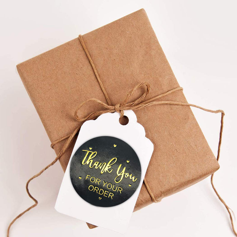 Thank You Stickers, 2 Pack Total 1000pcs 1 Inch Cute Stickers for My Orders Placed Shipping Boxes Small Business Supplies Gift Card Thank You Cool Stickers (Black Gold 1'') Black Gold 1''