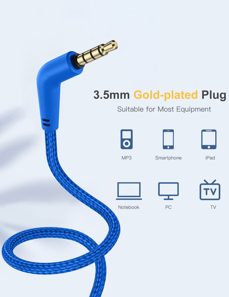 Kids Headphones with Microphone, Over-ear Headphones for Kids with Sharing Function, 85dB/94dB Safe Volume Limit, HD Sound, Headset for On-line Study, School, Travel, Headphone for Children Boys Girls Blue