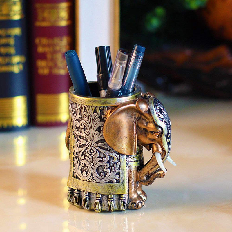 ornerx Resin Pencil Holder Desk Organizer Elephant Head