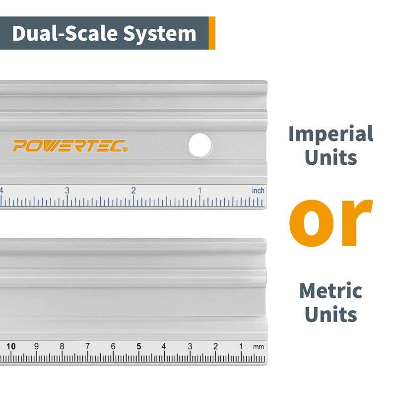 POWERTEC 71227 24" Anodized Aluminum Straight Edge | Metal Straight Edge Machined Flat to Within 0.001” Over Full 24” - Professional Finishing Tools