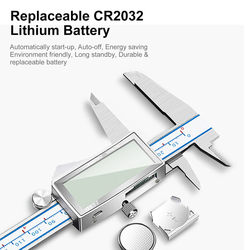 Digital Caliper, DITRON 0-6" Calipers Measuring Tool - Electronic Micrometer Caliper with Large LCD Screen, Stainless Steel, Auto-Off Feature, Inch/Fraction/Millimeter Fraction / Inch / MM