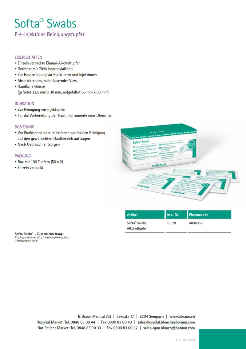 B. Braun Softa Swabs cleaning swabs/alcohol swabs, 100 pieces