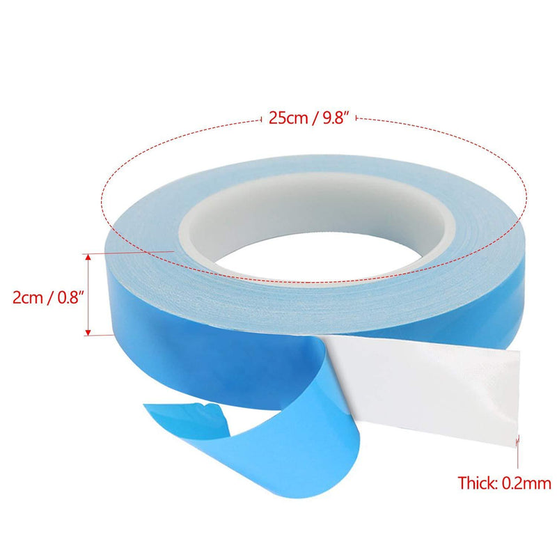 Thermal Tape, 25m x 20mm x 0.2mm Double Side Thermal Adhesive Tapes Cooling Pad Apply to Heatsink, LED, IGBT, IC Chip, Computer CPU,GPU, Modules, MOS Tube, SSD Drives 25m x 20mm x 0.20mm