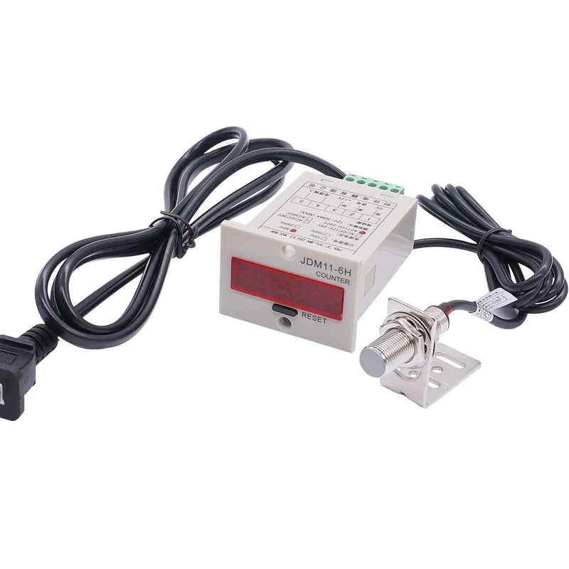 TWTADE/ 110-220VAC LED Auto Display Digital Counter 0-999999 6 Digits + Hall Proximity Sensor Switch Distance 10CM NPN NO + Holder US-JSQ+GD+CT 10mm Counter kit