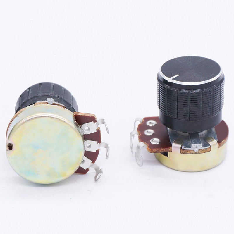 TWTADE / 3pcs 500K Ohm Potentiometer Single Turn Rotary Linear Variable Potentiometer + 3pcs Black Aluminum Alloy knob