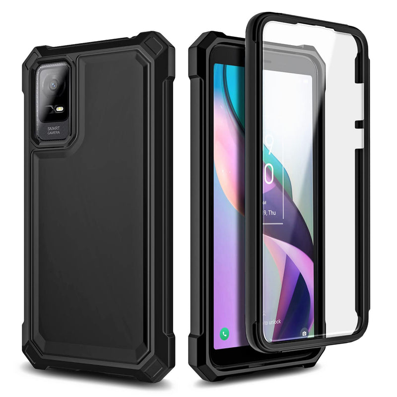 NZND Compatible with TCL ION X Case, TCL ION V with [Built-in Screen Protector], Full-Body Protective Shockproof Rugged Bumper Cover, Impact Resist Durable Case (Black) Black