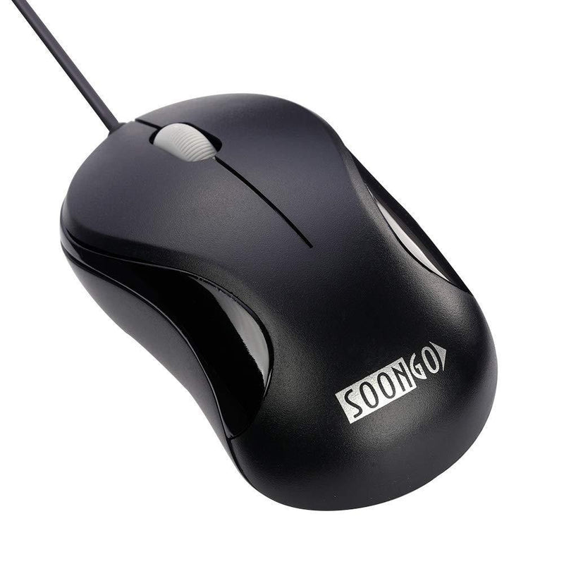 Computer Mouse 2 Pack Mini USB Mouse for Laptop Designed USB Optical Wired Mice for Office and Home use Compatible with Computer Laptop PC Desktop Windows 7/8/10/XP Vista and Mac Black Color by SOONGO BlackDouble