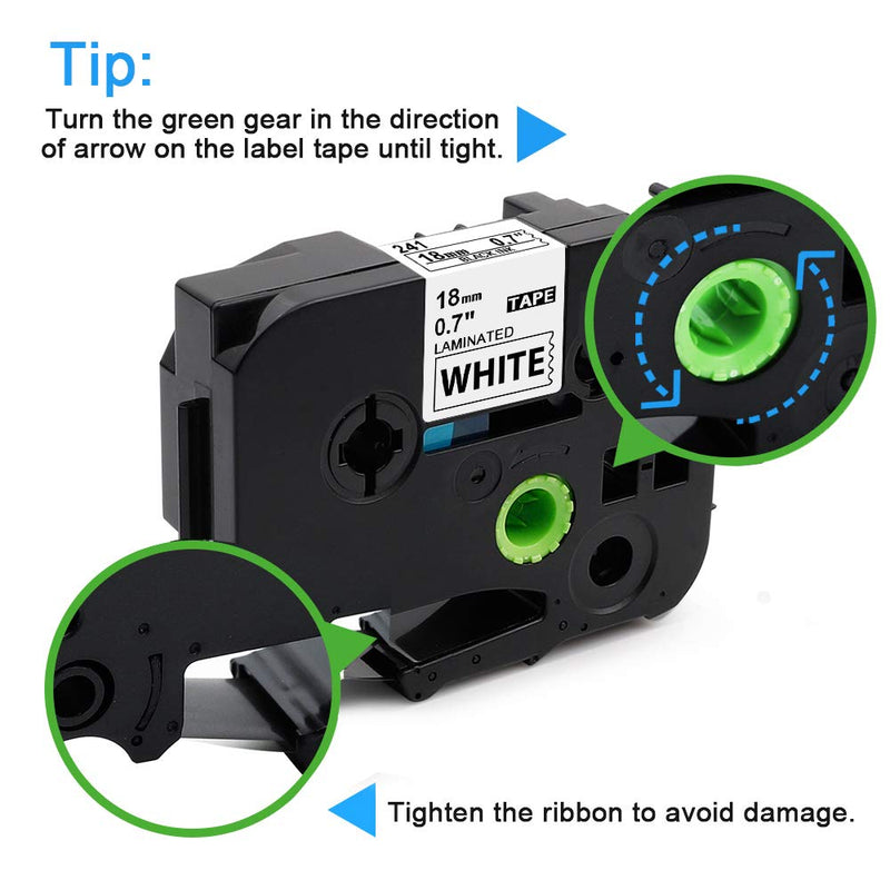 Labelife Compatible 18mm Label Tape Replacement for Brother Ptouch 3/4 Label Tape TZe-241 18mm 0.7 Laminated White TZe TZ Tape TZe241 for Brother P Touch PTD400AD PT-D600 PT-P710BT Label Maker, 6-Pack