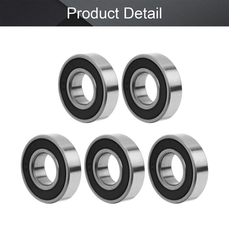 Othmro Deep Groove Ball Bearings,5Pcs 6900-2RS Deep Groove Bearings 0.39x0.87x0.24inch Double Sealed Bearing High Carbon Chromium Steel Roller Guide Bearing for Scooters Elevators Ship Rudder Shafts 5PCS 6900-2RS