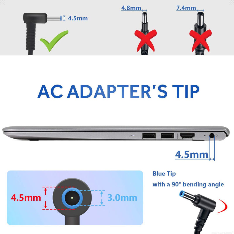 45W 19.5V 2.31A Laptop Power Adapter Charger for HP 741727-001 721092-001 719309-001 HSTNN-DA40 ADP-45WD B, Compatible with Pavilion TouchSmart 11 13 15 Series Notebook