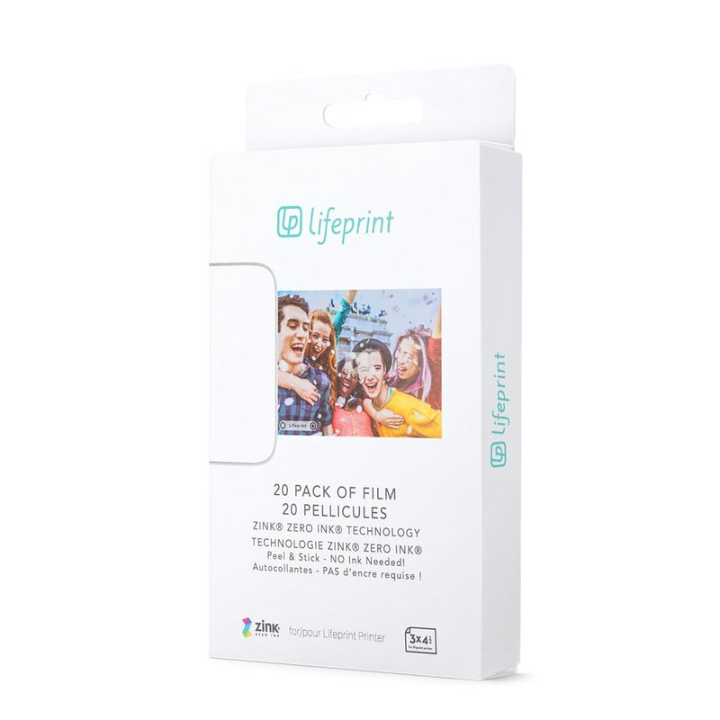 Lifeprint 20 pack of film for Lifeprint Augmented Reality Photo AND Video Printer. 3x4.5 Zero Ink sticky backed film 20-pack