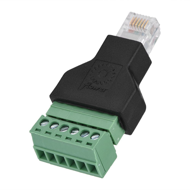 Cable Audio Adapter, Ethernet RJ12 6P6C Male to 6 Pin Screw Terminals Adapter Connector