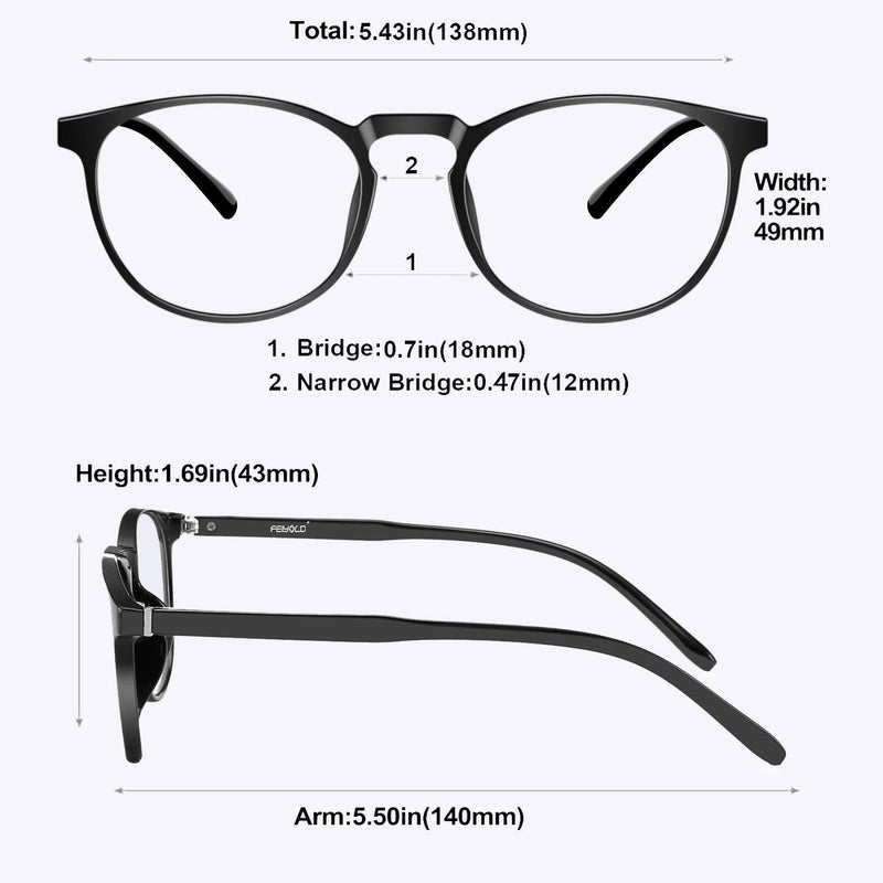 FEIYOLD Blue Light Blocking Glasses Women/Men,Retro Round Anti Eyestrain Computer Gaming Glasses(2Pack) Black+leopard
