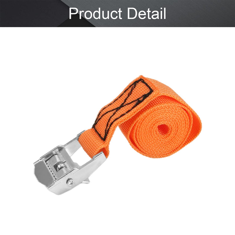 MroMax 0.98" Width x 3.28ft Length Lashing Straps Polypropylene Cam Buckle Lashing Straps 250Kg Load Cargo Tie Down Strap 25mm x 1m for Moving Cargo Orange Tone 1Pc