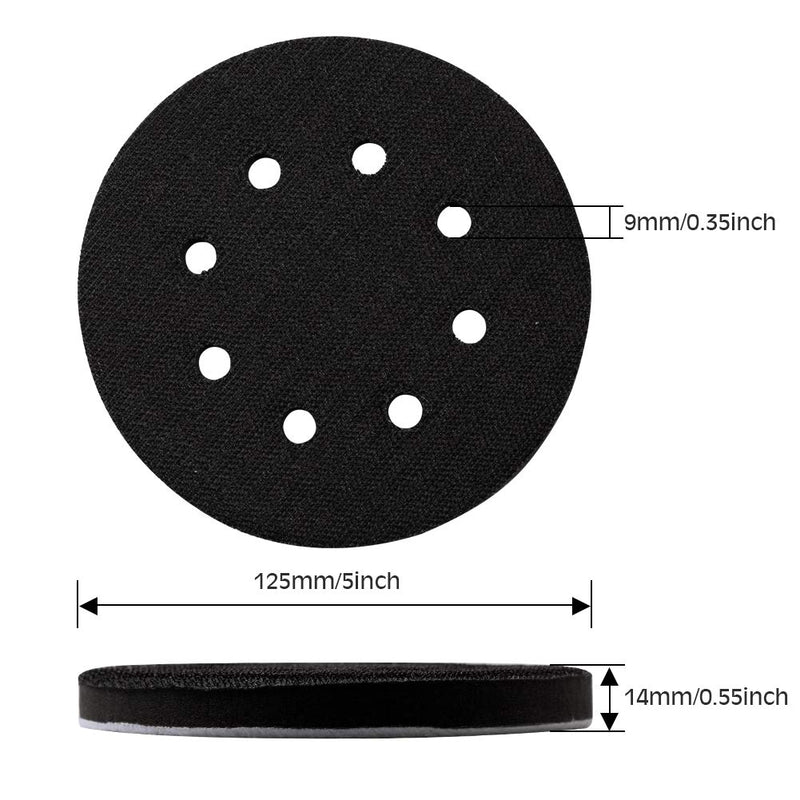 SPEEDWOX Sanding Discs 5" 8 Holes Velcro 5 Packs Interface Buffer Cushion Soft Foam for Drills Grinders Rotary Tools 5" 8 Hole