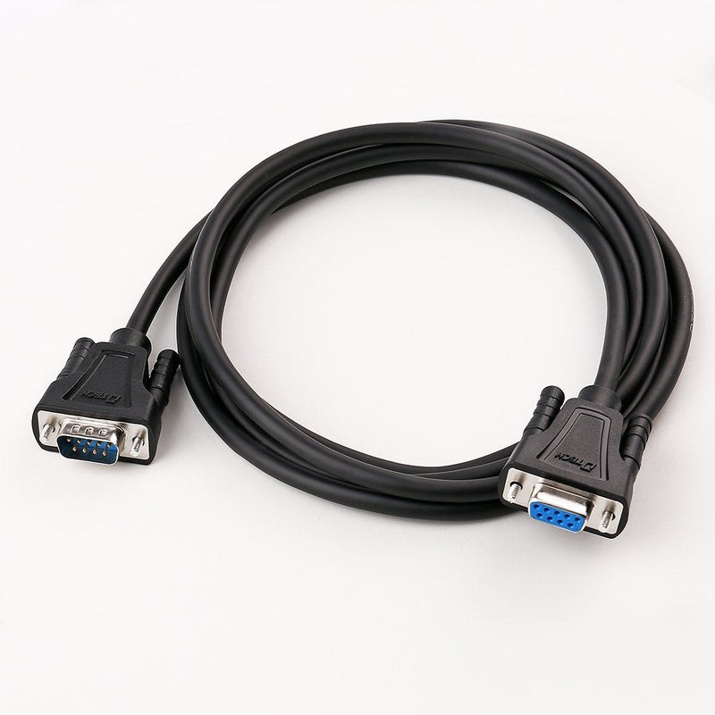 DTECH DB9 RS232 Serial Cable Male to Female Null Modem Cord Full Handshaking 7 Wire Crossover for Data Communication (5 Feet, Black) 5ft