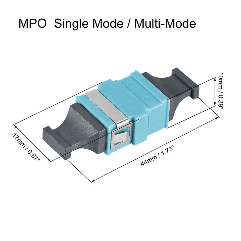 uxcell SM/MM MPO Fiber Optic Connector, Low Loss Quick Optical Adapter for OM3 MPO/MTP Sky Blue 44x17x10mm