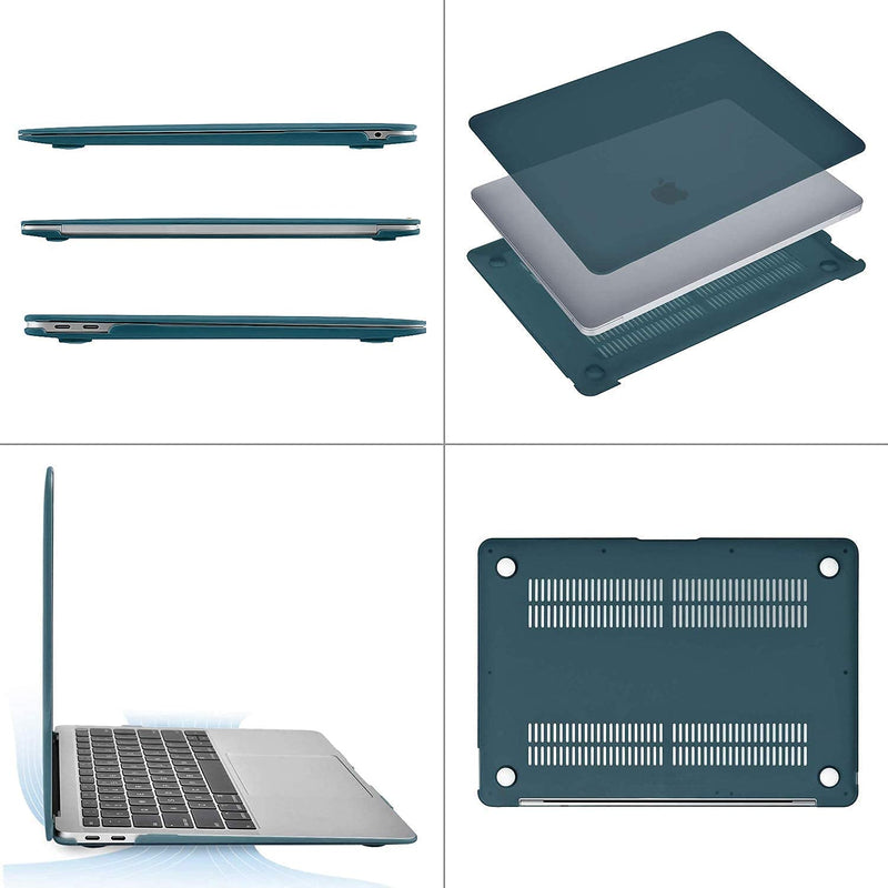 MOSISO Compatible with MacBook Air 13 inch Case 2018-2020 Rlease A2337 M1 A2179 A1932, Plastic Hard Shell Case&Neoprene Sleeve Bag with Small Case&Keyboard Cover, Deep Teal