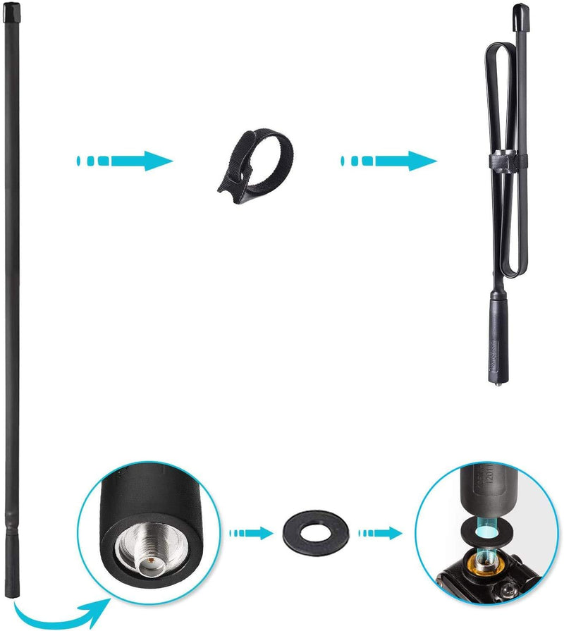 Bingfu Foldable CS Tactical SMA Female Ham Radio Antenna 2-Pack Dual Band VHF UHF 136-520MHz 28.3 inch Antenna for Kenwood Baofeng BF-F8HP UV-5R UV-82 BF-888S GT-3 Ham Two Way Radio Walkie Talkie 2-Pack 28.3 inch Antenna