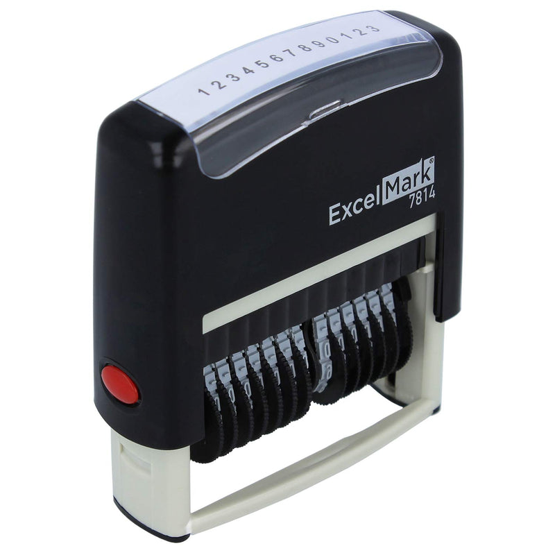 ExcelMark 13 Band Self-Inking Number Stamp - 2" x 1/4" Impression - Black Ink (7814)