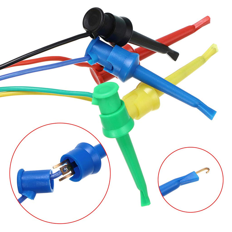 Sumnacon 5 Pcs Multimeter Electrical Test Dual Lead Test Hook Clips - 5 Colors Silicone Minigrabber to Minigrabber Flexible Test Cables for Electronic, Component, Testing Connecting