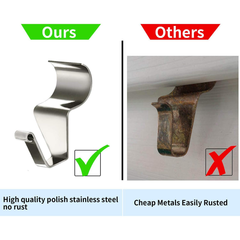 Vinyl Siding Hooks for Hanging (24 Pack), Heavy Duty Stainless Steel Low Profile No-Hole Hanger Hooks 24